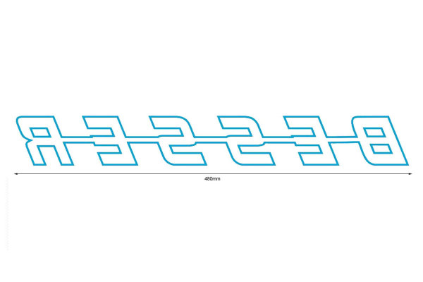 Sticker BESSER serie contour blok spiegelbeeldige snede lichtblauw