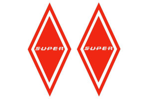 Lkw Aufkleber KARO - SUPER  f&uuml;r Windabweiser als Set rot