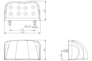 Lastbilstrailer, dragfordon LED-k&ouml;rskyltsbelysning (12-30V), svart/vit utan kabel