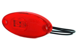 Oval LED-k&ouml;rriktningsvisare med 2 lysdioder, r&ouml;d och platt, 12/24V, utan h&aring;llare