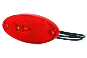 Oval LED-k&ouml;rriktningsvisare med 2 lysdioder, r&ouml;d och platt, 12/24V, utan h&aring;llare