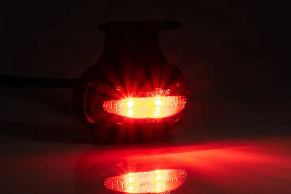 LED-positionsljus med vinkelfäste (12-30V), röd, kabel