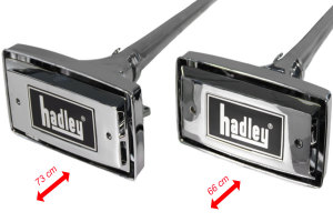 Hadley double air horn in stainless steel chromed - square 66cm &amp; 73cm