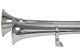 Dubbla Hadley tryckluftshorn av rostfritt stål, 55 cm & 62 cm
