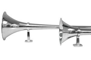 Dubbla Hadley-tryckluftshorn av rostfritt st&aring;l, 62 cm &amp; 95 cm, t&aring;ghornsset