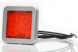 Vari fanali posteriori quadrati 12-24V, LED rosso Lente rossa