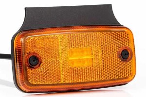 LED zijmarkeringslicht met hoeksteun + reflector (12-30V), oranje, kabel