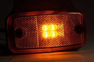 LED zijmarkeringslicht met hoeksteun + reflector (12-30V), oranje, QS 075