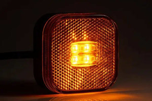 LED-sidomarkeringslampa + reflektor (12-30V), gul, kabel
