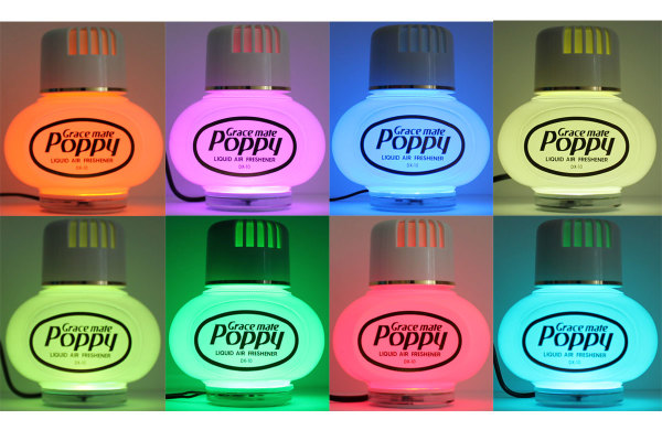 Lufterfrischer Ocean Duft mit Poppy USB 5V 7 LED Multicolor Beleuchtung für  LKW Auto KFZ Bus Wohnwagen Inhalt 150 ml