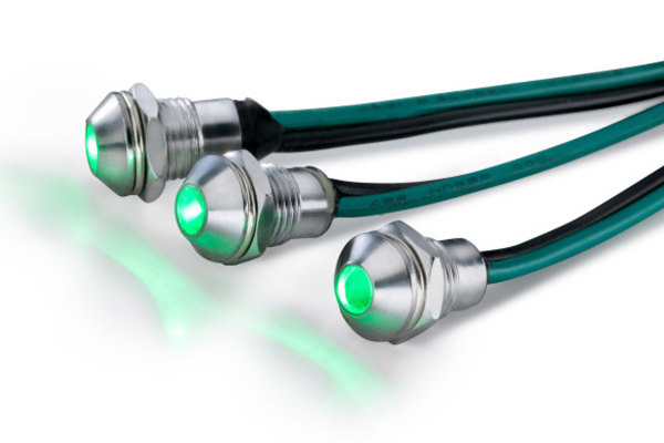 Vattentäta infällda LED-skruvar, IP67, 24V grön