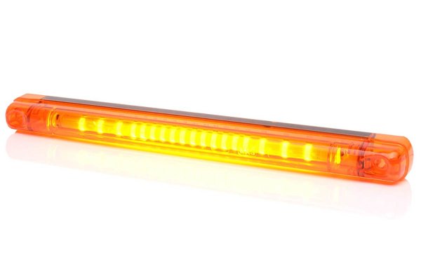 Slim LED Warnblinkleuchte 12-24V, gelb mit 18 Leuchtdioden, 4 verschiedene Blitzfrequenzen