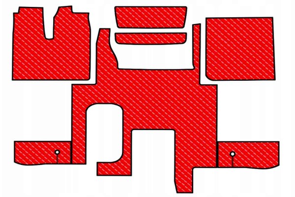 Lämplig för MAN*: TGX (2007-2017) Standard Line, golvmattesats, automatisk, två lådor - röd, läderimitation