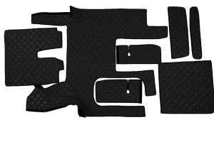 Adatto per MAN*: TGX (2007-2017) Linea Standard, set tappetini, automatico, due cassetti - nero, similpelle