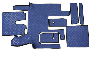 Passend f&uuml;r MAN*: TGX (2007-2017) Standard Line, Fu&szlig;mattenset, Automatik, zwei Schubladen - blau, Kunstleder