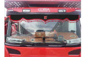 Parafanghi laterali del parabrezza per autocarro con logo e bobble inclusi nero rosso con TS Logo