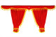 Lkw Gardinenset 5 teilig, inkl Borde rot gelb Länge 90 cm TS Logo