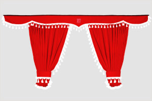 Set di tende Lorry 5 pezzi, incl. mensole rosso bianco Lunghezza 90 cm TS Logo