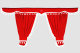 Lkw Gardinenset 5 teilig, inkl Borde rot weiss Länge 90 cm TS Logo