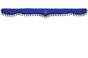 Lkw Gardinenset 5 teilig, inkl Borde blau schwarz L&auml;nge 90 cm TS Logo