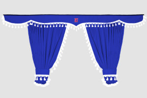 Set di tende Lorry 5 pezzi, incl. mensole blu bianco Lunghezza 90 cm TS Logo