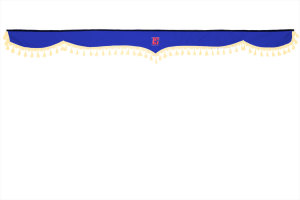 Lkw Gardinenset 5 teilig, inkl Borde blau beige L&auml;nge 90 cm TS Logo