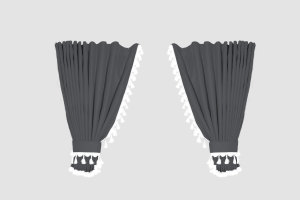 Set di tende Lorry 5 pezzi, incl. mensole grigio bianco Lunghezza 90 cm TS Logo