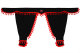Lkw Gardinenset 5 teilig, inkl Borde schwarz rot Länge 90 cm TS Logo