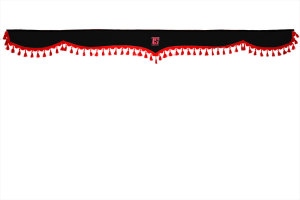 Lkw Gardinenset 5 teilig, inkl Borde rot schwarz TS Logo L&auml;nge 110 cm