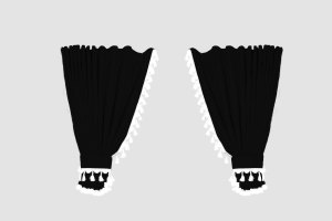 Set di tende Lorry 5 pezzi, incl. mensole nero bianco Lunghezza 90 cm TS Logo