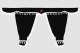 Lkw Gardinenset 5 teilig, inkl Borde schwarz weiss Länge 90 cm TS Logo