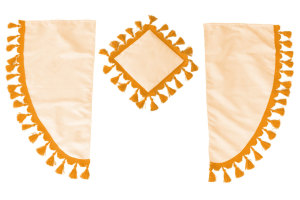 Truck curtain set 11 pieces, incl. shelves beige gold Length of curtains 90 cm, bed curtain 150 cm TS Logo