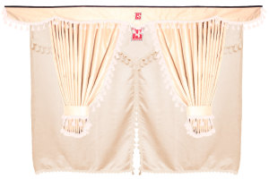 Set di tende Lorry 11 pezzi, incl. ripiani beige beige Lunghezza tende 110 cm, tenda letto 150 cm TS Logo