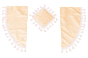 Lkw Gardinenset 11 teilig, inkl Borde beige beige L&auml;nge Gardinen 110 cm, Bettvorhang 150 cm TS Logo