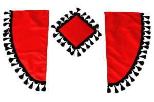 Lkw Gardinenset 11 teilig, inkl Borde rot schwarz L&auml;nge Gardinen 90 cm, Bettvorhang 150 cm TS Logo