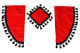 Lkw Gardinenset 11 teilig, inkl Borde rot schwarz Länge Gardinen 90 cm, Bettvorhang 150 cm TS Logo