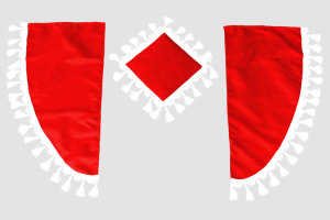 Lkw Gardinenset 11 teilig, inkl Borde rot weiss L&auml;nge Gardinen 90 cm, Bettvorhang 150 cm TS Logo