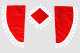 Lorry gardinset 11 delar, inkl. hyllor röd vit Gardiner 90 cm, sänggardin 150 cm TS-logotyp