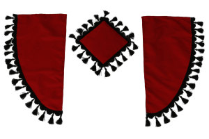 Lkw Gardinenset 11 teilig, inkl Borde bordeaux schwarz L&auml;nge Gardinen 110 cm, Bettvorhang 150 cm TS Logo