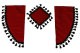 Lkw Gardinenset 11 teilig, inkl Borde bordeaux schwarz Länge Gardinen 110 cm, Bettvorhang 150 cm TS Logo