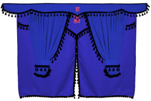 Lorry gardinset 11 delar, inkl. hyllor blå svart Gardiner 90 cm, sänggardin 150 cm TS-logotyp
