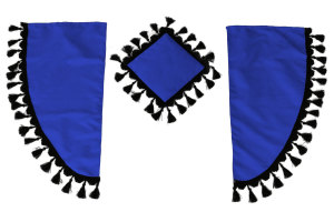 Lkw Gardinenset 11 teilig, inkl Borde blau schwarz L&auml;nge Gardinen 90 cm, Bettvorhang 150 cm TS Logo