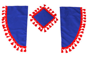 Lkw Gardinenset 11 teilig, inkl Borde blau rot L&auml;nge Gardinen 90 cm, Bettvorhang 150 cm TS Logo