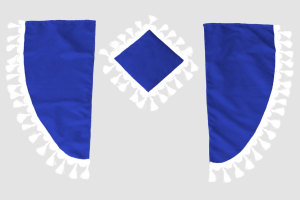 Lkw Gardinenset 11 teilig, inkl Borde blau weiss L&auml;nge Gardinen 90 cm, Bettvorhang 150 cm TS Logo