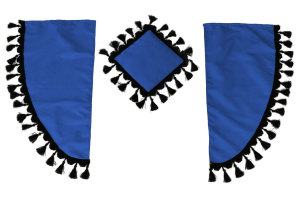 Lkw Gardinenset 11 teilig, inkl Borde dunkelblau schwarz L&auml;nge Gardinen 90 cm, Bettvorhang 150 cm TS Logo