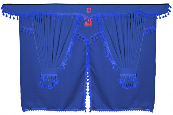 Truck curtain set 11 pieces, incl. shelves dark blue blue Length of curtains 90 cm, bed curtain 150 cm TS Logo