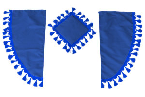 Lkw Gardinenset 11 teilig, inkl Borde dunkelblau blau L&auml;nge Gardinen 90 cm, Bettvorhang 150 cm TS Logo
