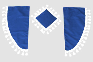 Lkw Gardinenset 11 teilig, inkl Borde dunkelblau weiss L&auml;nge Gardinen 110 cm, Bettvorhang 150 cm TS Logo