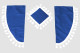 Set di tende Lorry 11 pezzi, incl. ripiani blu scuro bianco Lunghezza tende 110 cm, tenda letto 150 cm TS Logo