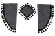 Lkw Gardinenset 11 teilig, inkl Borde grau schwarz Länge Gardinen 90 cm, Bettvorhang 150 cm TS Logo